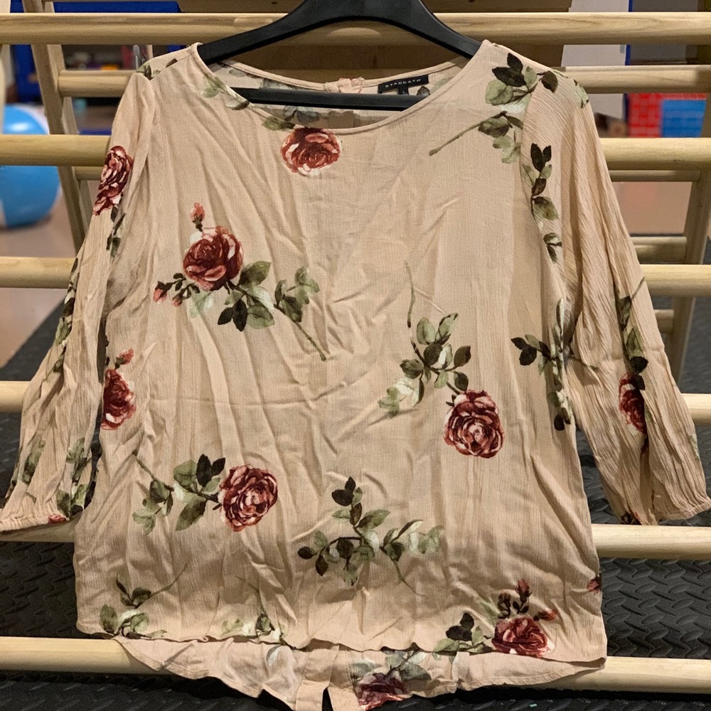 Floral shirt button, detail down back, size L